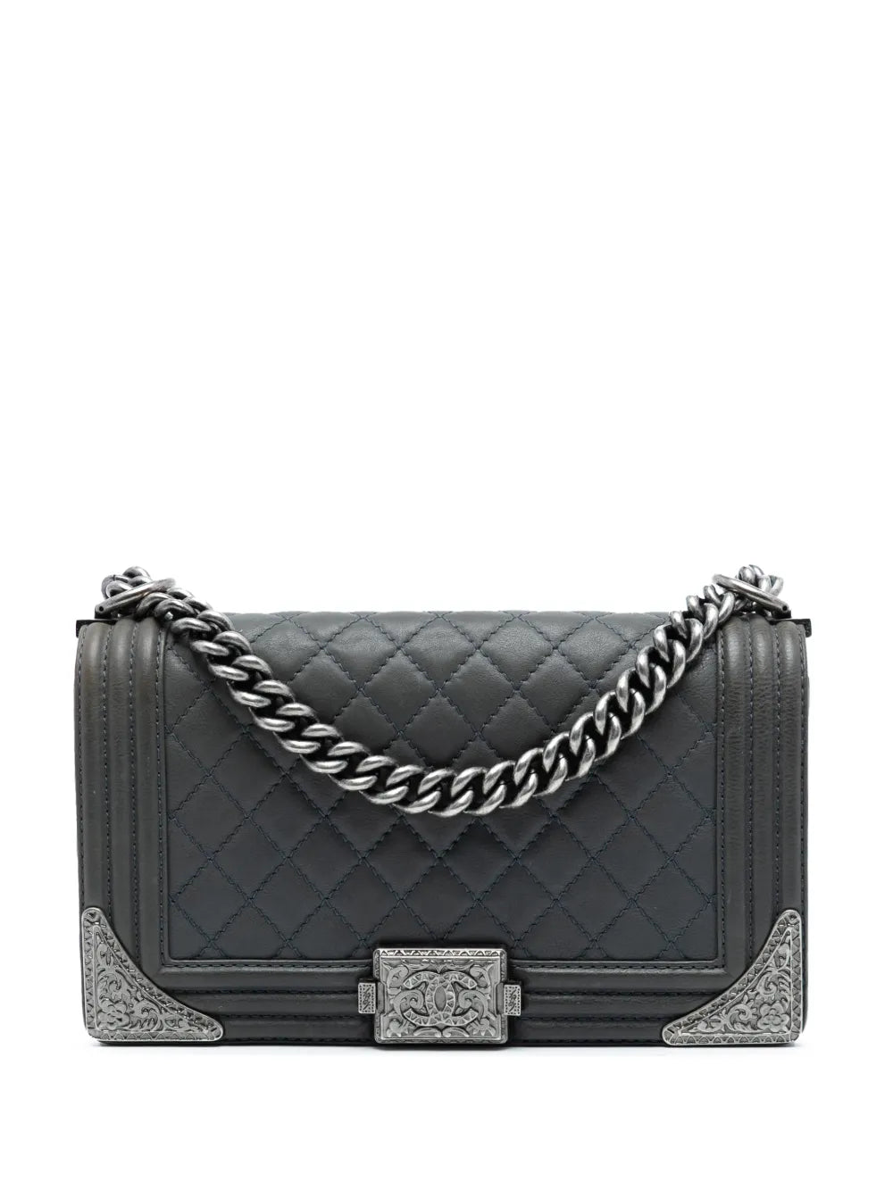 Chanel Pre Owned 2014 Paris Dallas Old Medium Quilted Calfskin Cowboy Boy Flap Shoulder Bag — Same as shown — Size One Size — Front View