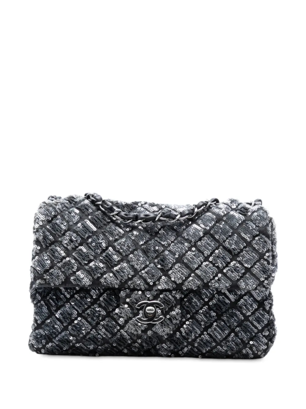 Chanel Pre Owned 2012 2013 Medium Cc Quilted Lambskin Sequin Single Flap Shoulder Bag — Same as shown — Size One Size — Front View