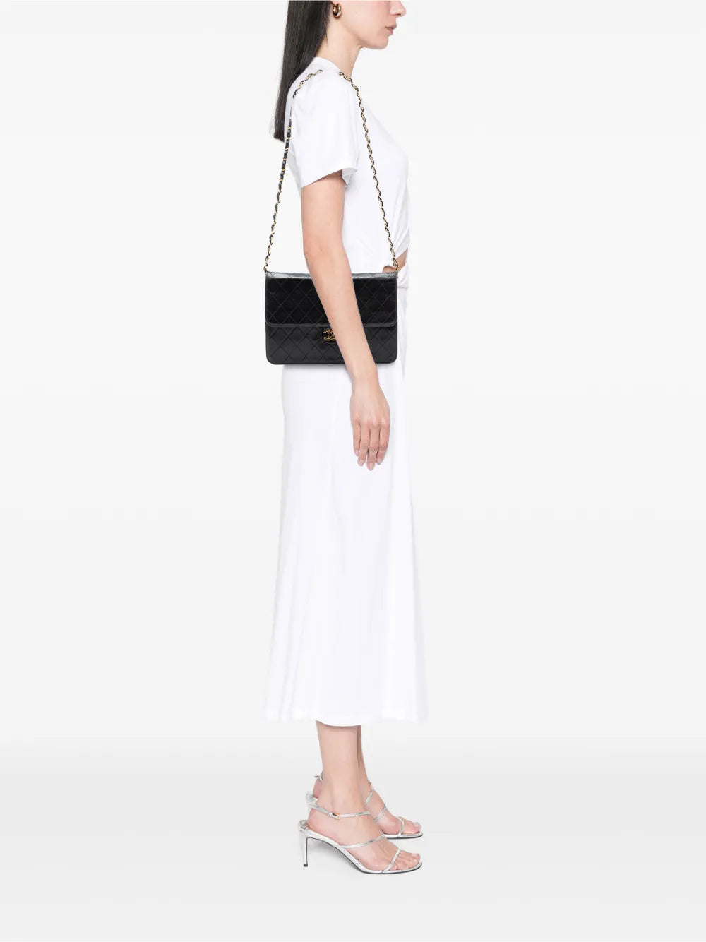 Chanel Pre Owned 1994 1996 Medium Cc Quilted Lambskin Single Flap Shoulder Bag — Same as shown — Size One Size — Side View