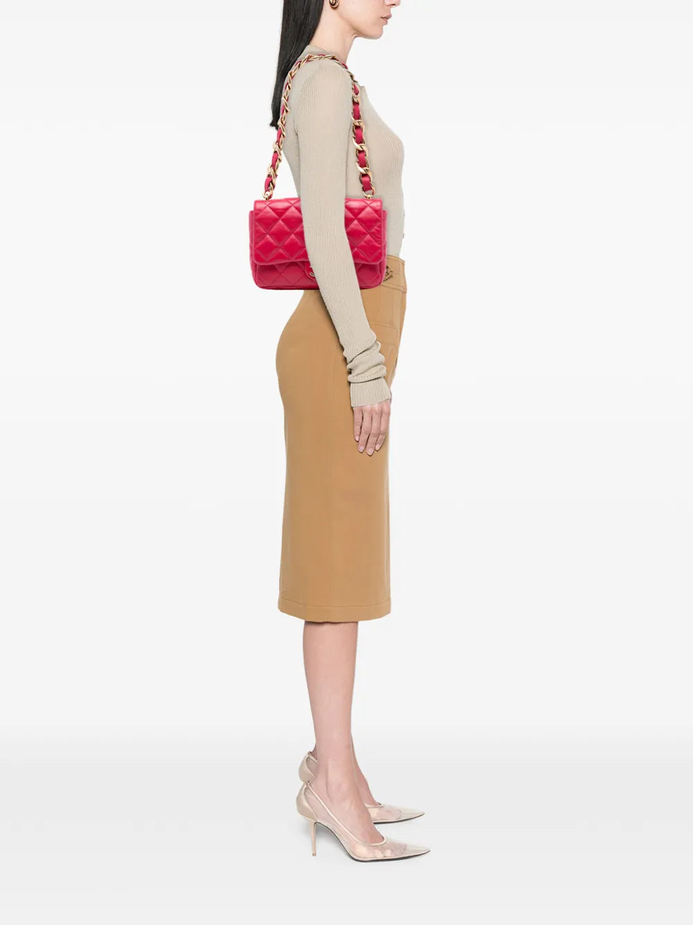 Chanel Pre Owned 2021 2025 Large Quilted Lambskin Funky Town Flap Shoulder Bag — Same as shown — Size One Size — Side View