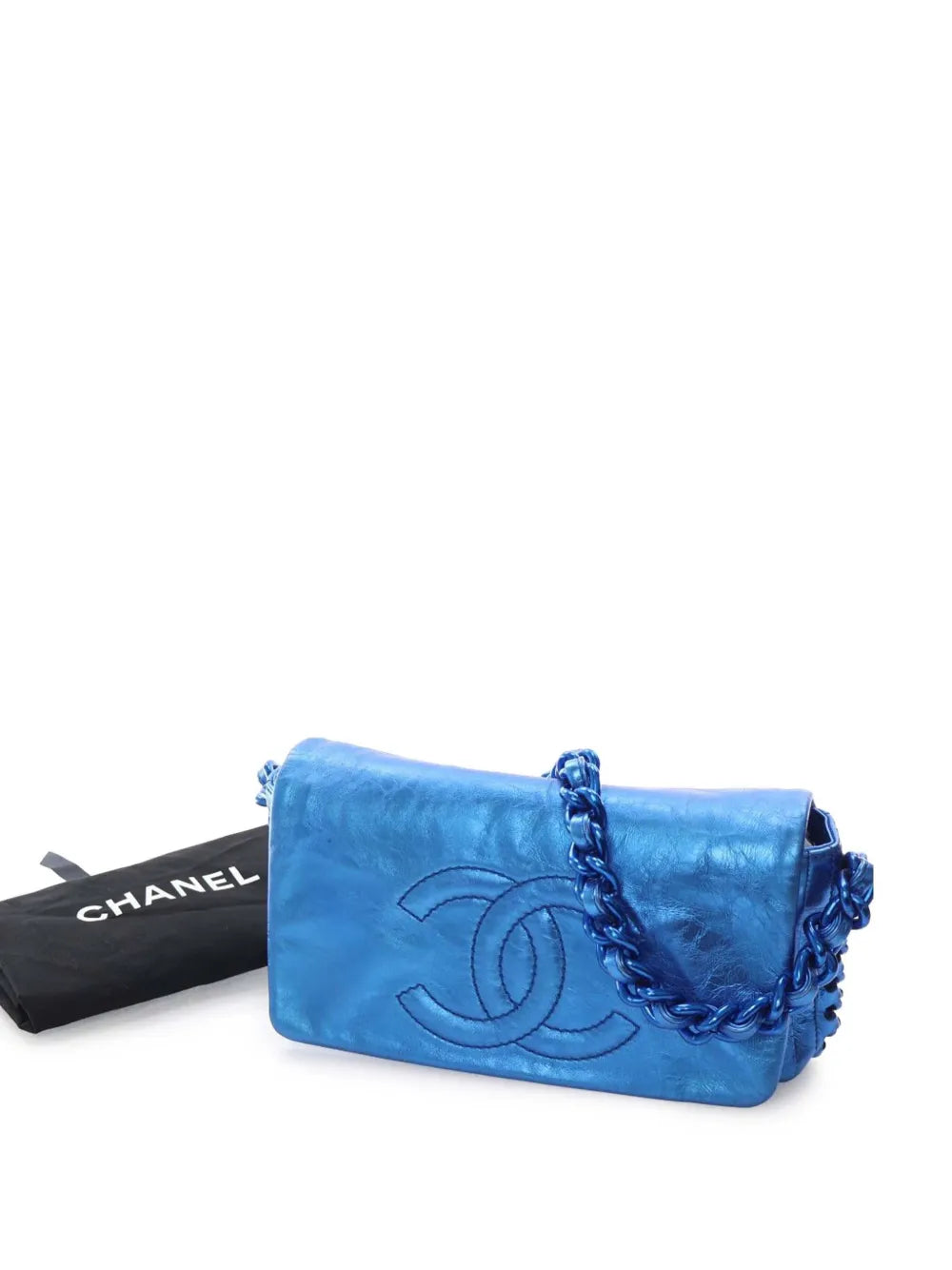 Chanel Pre Owned 2008 2009 Cc Metallic Calfskin Modern Chain Flap Shoulder Bag — Same as shown — Size One Size — Side View