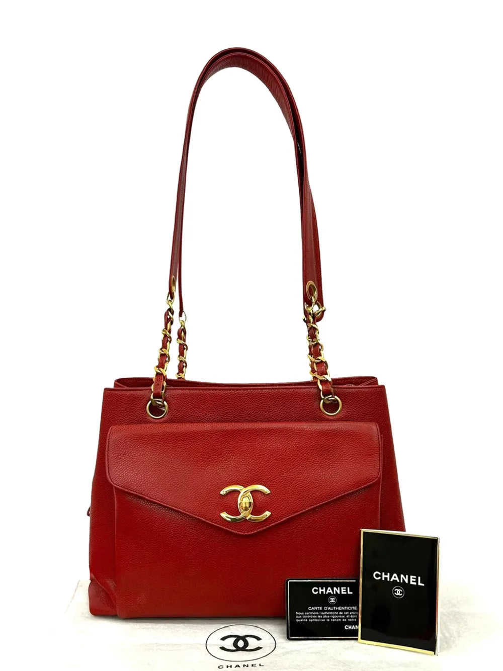 Chanel Pre Owned 1994 1996 Cc Caviar Front Pocket Shoulder Bag — Same as shown — Size One Size — Side View