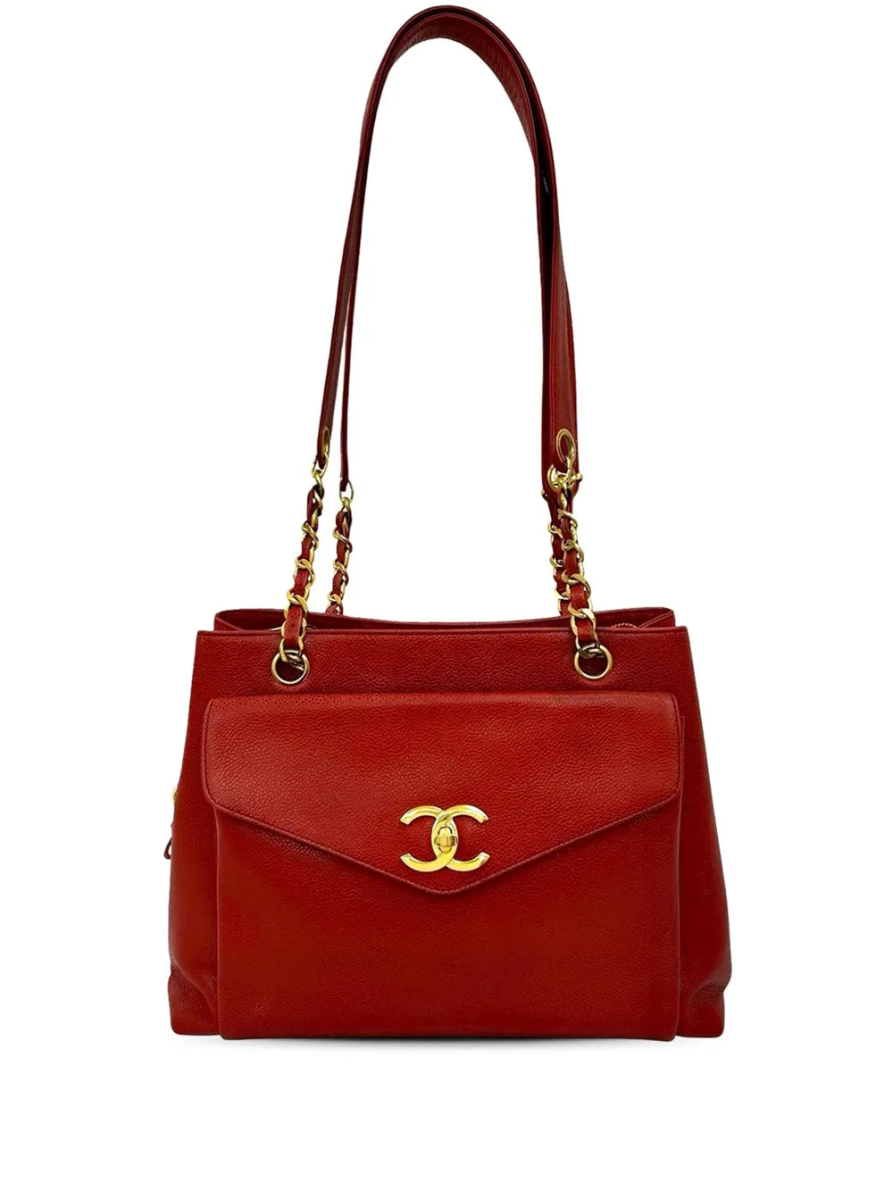 Chanel Pre Owned 1994 1996 Cc Caviar Front Pocket Shoulder Bag — Same as shown — Size One Size — Front View