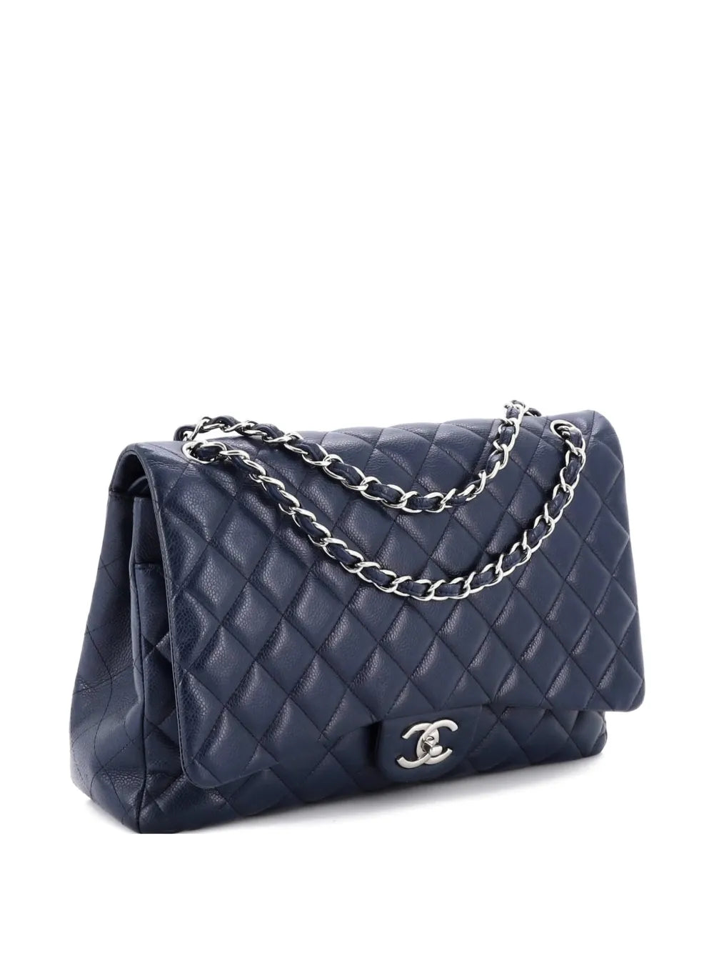 Chanel Pre Owned Classic Double Flap Bag Quilted Caviar Maxi Shoulder Bag — Same as shown — Size One Size — Back View