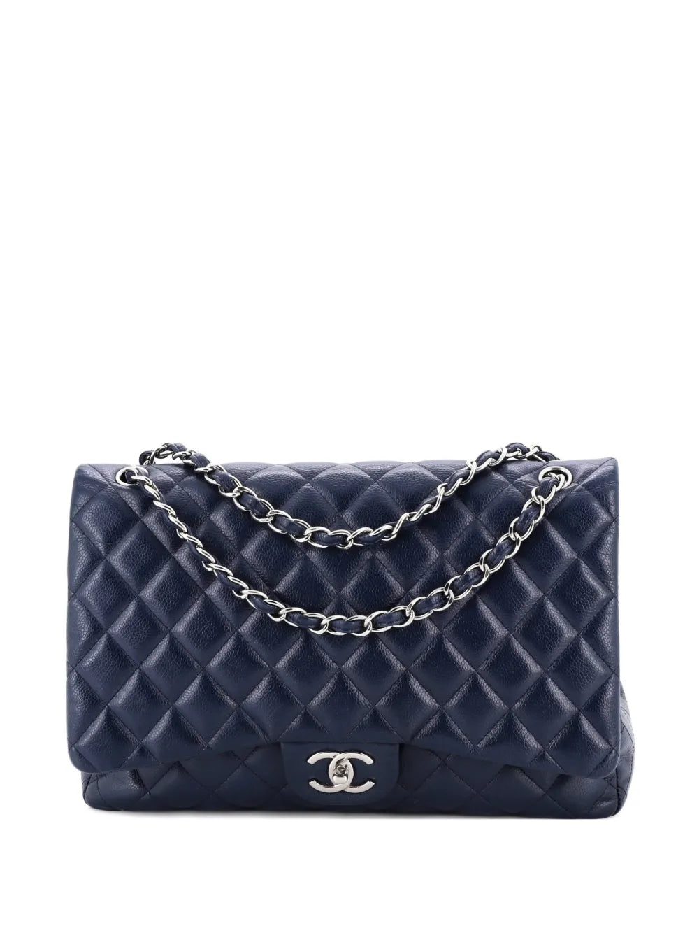 Chanel Pre Owned Classic Double Flap Bag Quilted Caviar Maxi Shoulder Bag — Same as shown — Size One Size — Front View