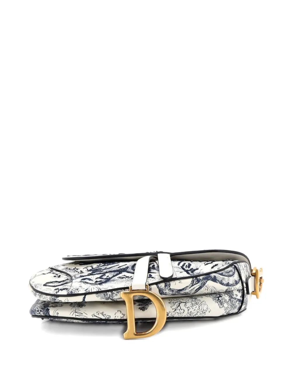 Christian Dior Pre Owned Toile De Jouy Saddle Bag Embroidered Leather Medium Shoulder Bag — Same as shown — Size One Size — Top View