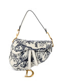Christian Dior Pre Owned Toile De Jouy Saddle Bag Embroidered Leather Medium Shoulder Bag — Same as shown — Size One Size — Front View