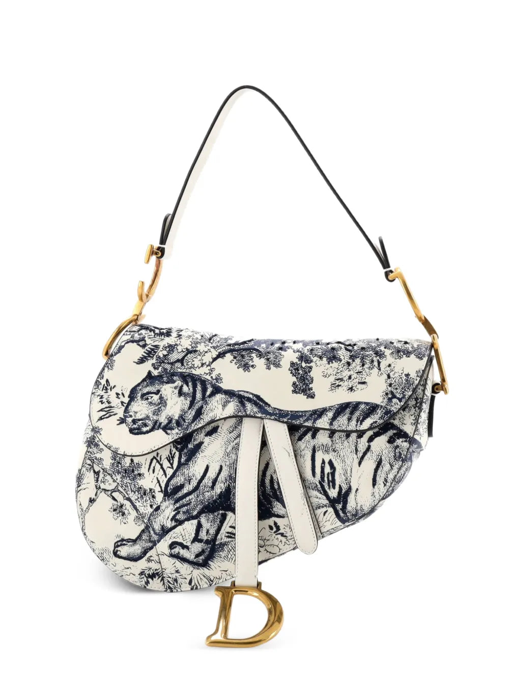Christian Dior Pre Owned Toile De Jouy Saddle Bag Embroidered Leather Medium Shoulder Bag — Same as shown — Size One Size — Front View