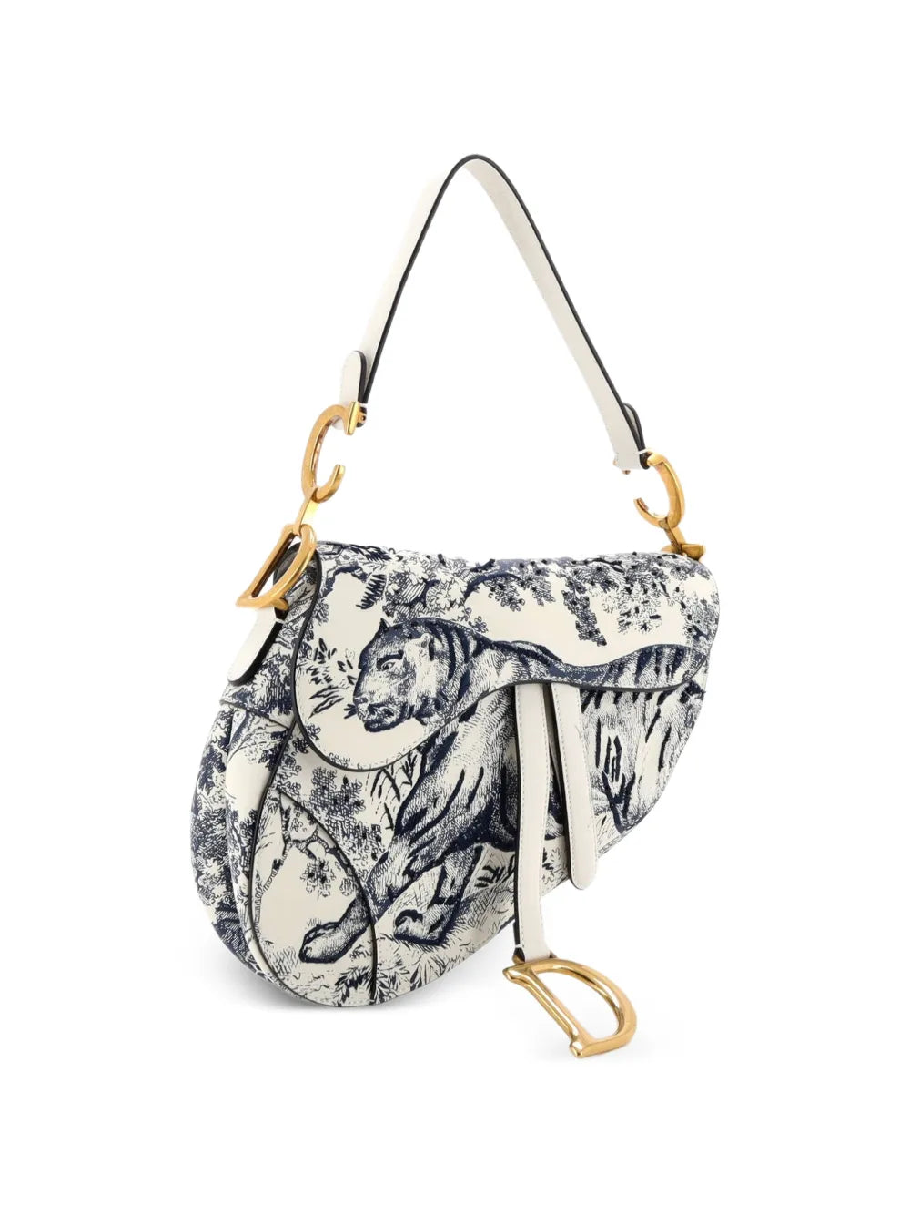 Christian Dior Pre Owned Toile De Jouy Saddle Bag Embroidered Leather Medium Shoulder Bag — Same as shown — Size One Size — Back View
