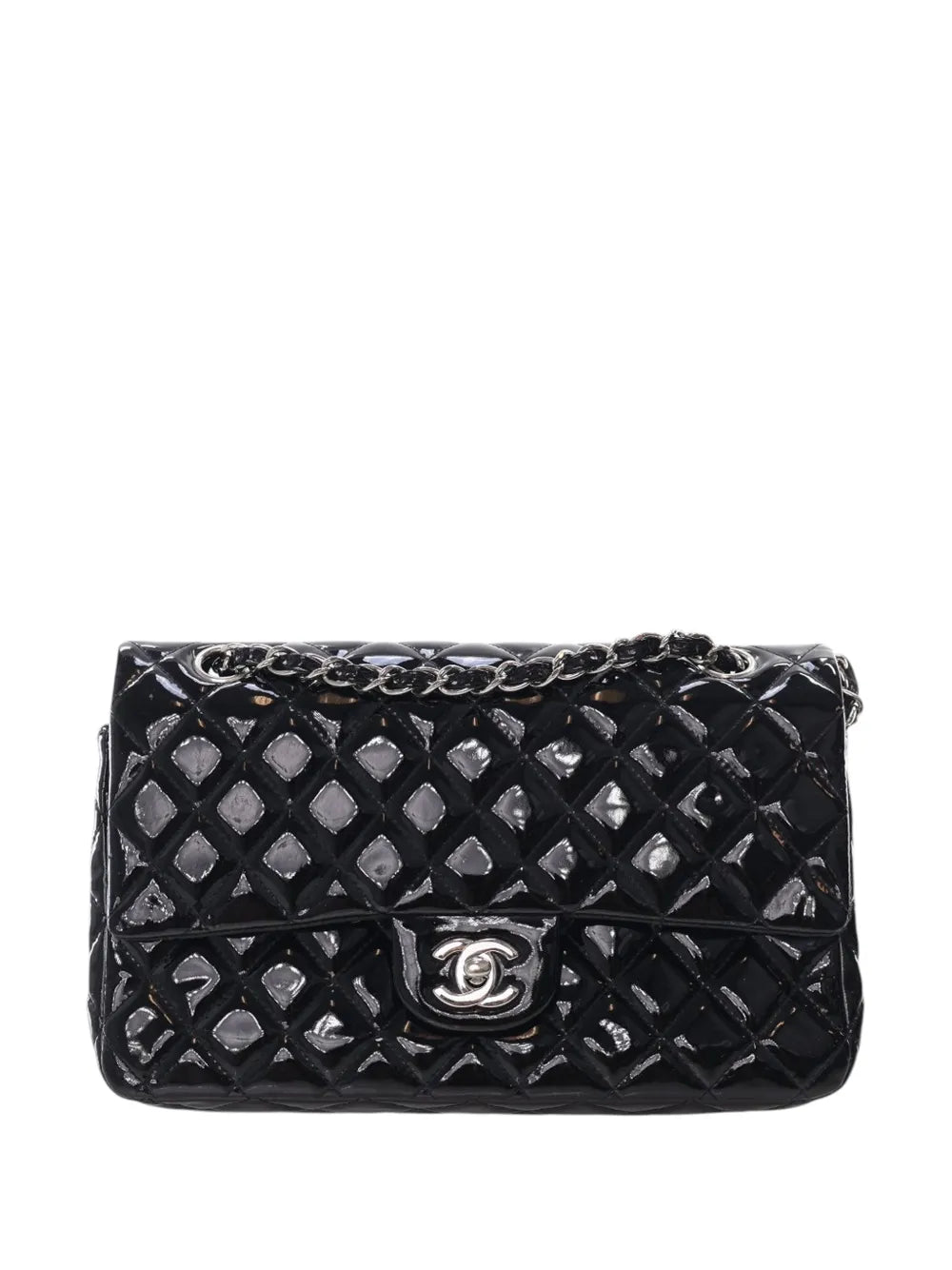Chanel Pre Owned 2010 2011 Medium Classic Patent Double Flap Shoulder Bag — Same as shown — Size One Size — Front View