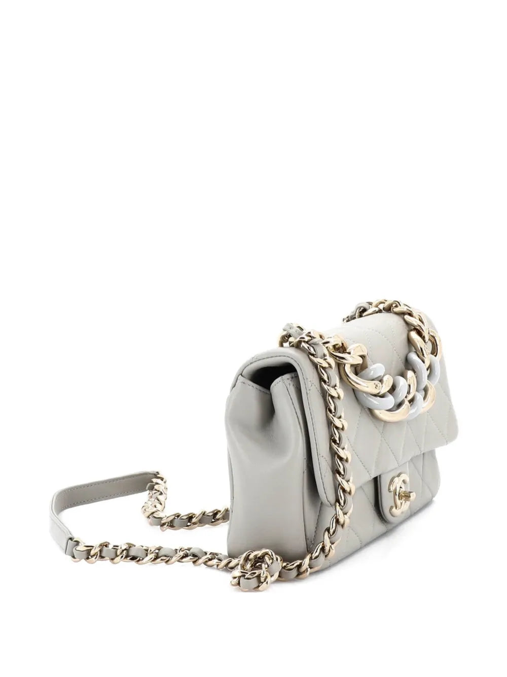 Chanel Pre Owned Resin Elegant Chain Flap Bag Quilted Lambskin Small Shoulder Bag — Same as shown — Size One Size — Back View