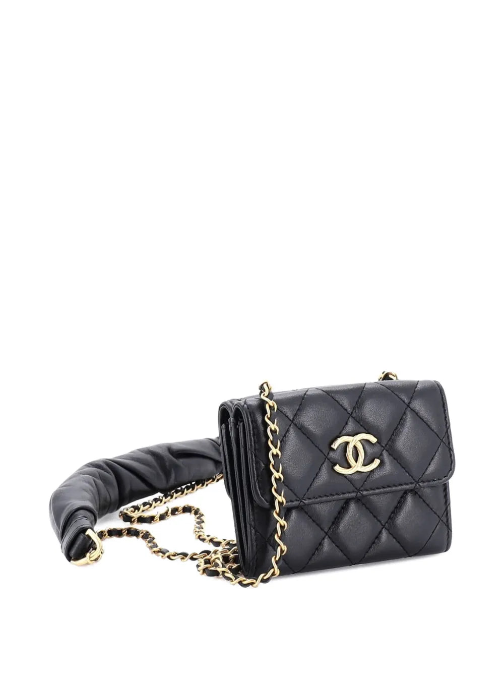 Chanel Pre Owned Card Holder With Padded Chain Strap Quilted Lambskin Shoulder Bag — Same as shown — Size One Size — Back View