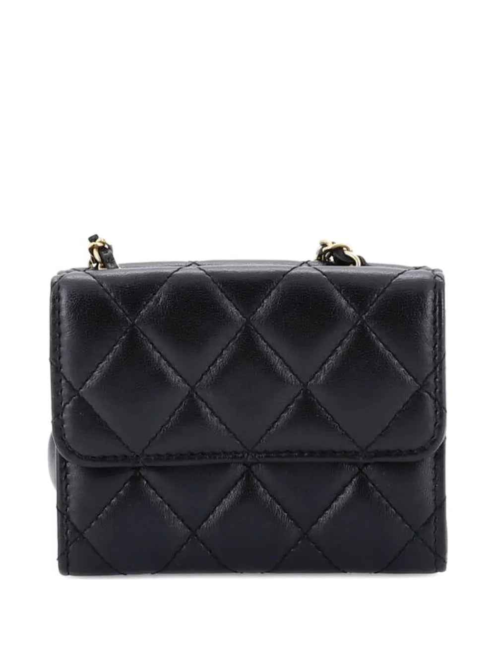 Chanel Pre Owned Card Holder With Padded Chain Strap Quilted Lambskin Shoulder Bag — Same as shown — Size One Size — Side View