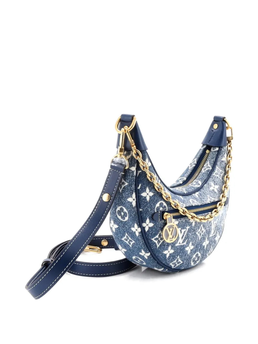 Louis Vuitton Pre Owned Loop Handbag Monogram Jacquard Denim Hobo Bag — Same as shown — Size One Size — Back View