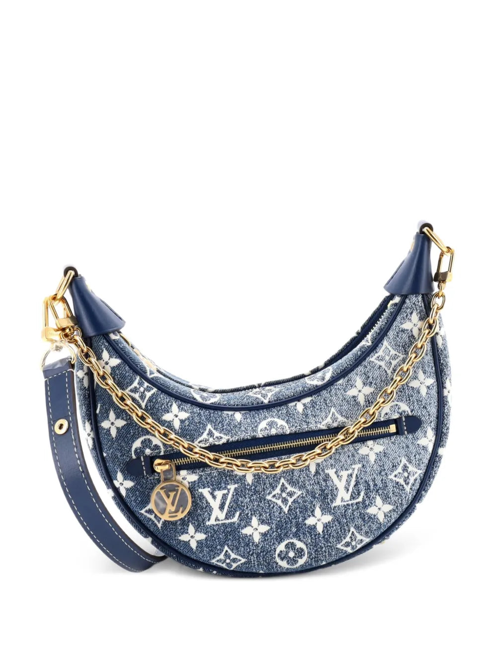 Louis Vuitton Pre Owned Loop Handbag Monogram Jacquard Denim Hobo Bag — Same as shown — Size One Size — Front View