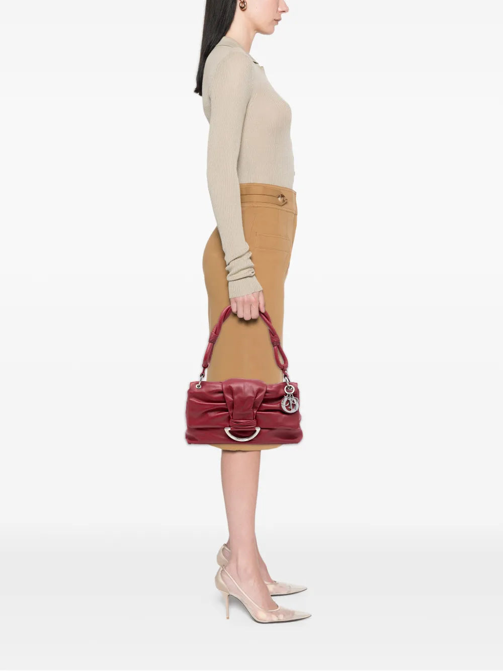 Christian Dior Pre Owned 2009 Small Lambskin Demi Lune Flap Shoulder Bag — Same as shown — Size One Size — Side View