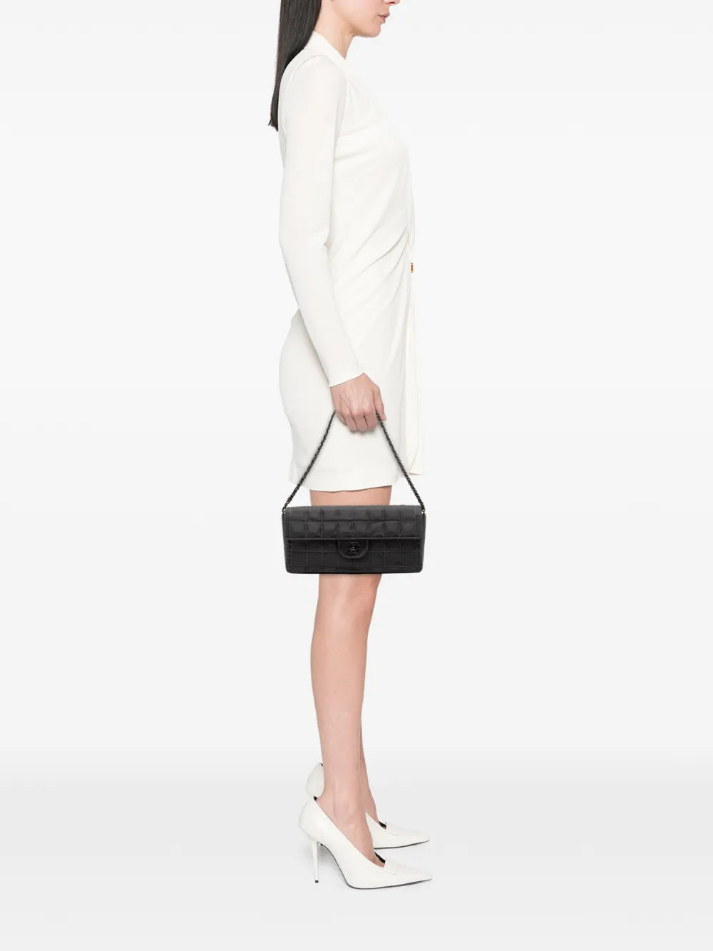 Chanel Pre Owned 2000 2002 New Travel Line Nylon East West Flap Shoulder Bag — Same as shown — Size One Size — Side View