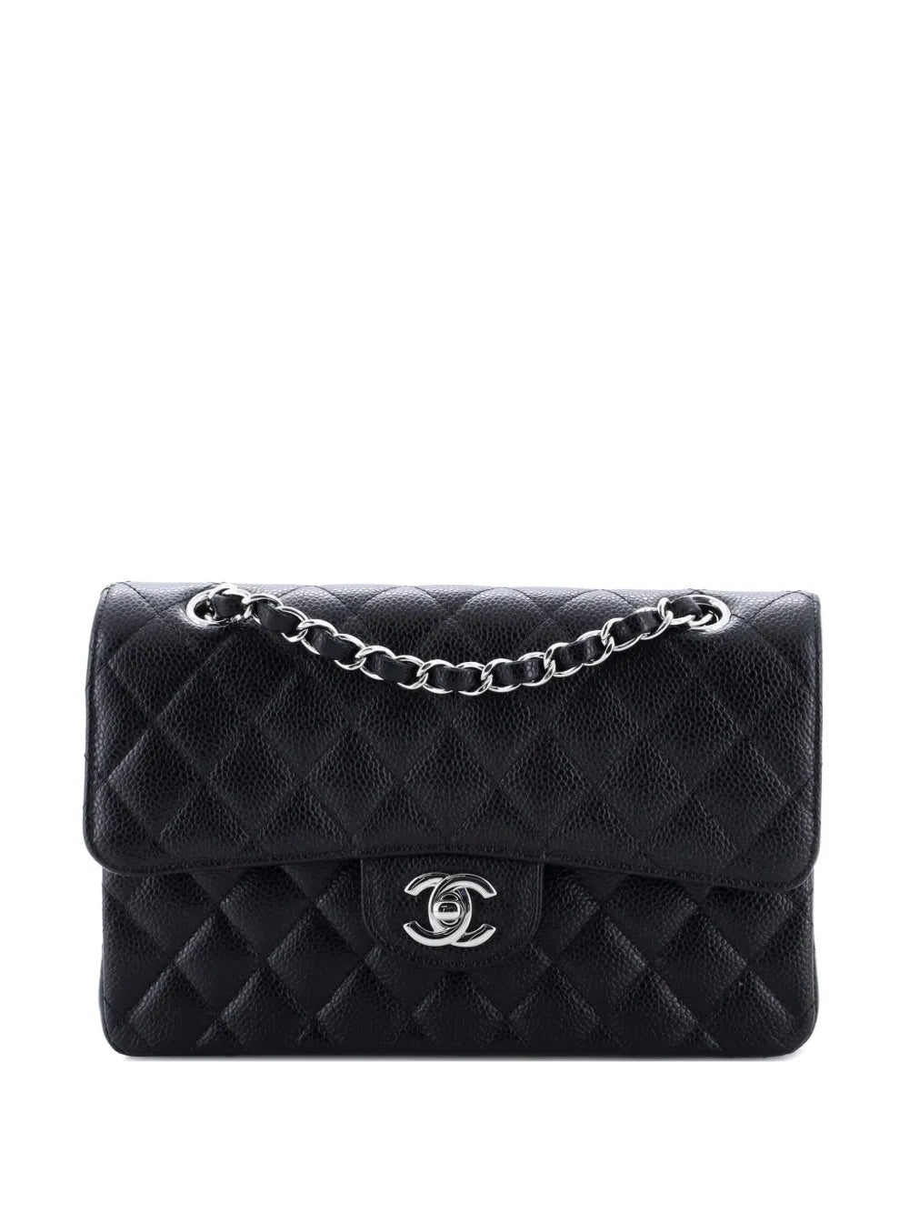 Chanel Pre Owned Classic Double Flap Bag Quilted Caviar Small Shoulder Bag — Same as shown — Size One Size — Front View
