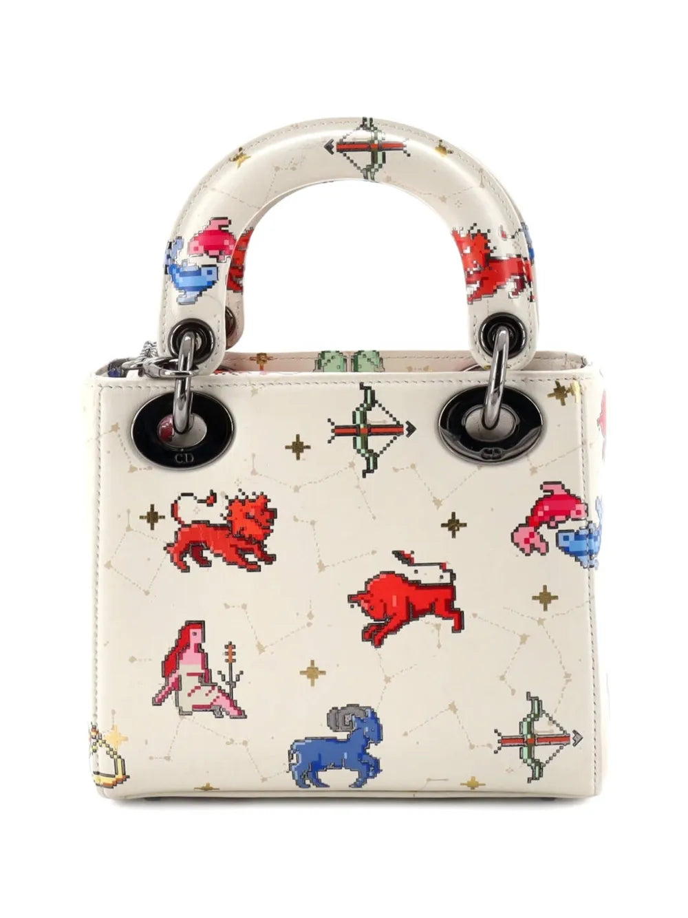 Christian Dior Pre Owned Lady Dior Bag Pixel Zodiac Printed Calfskin Mini Shoulder Bag — Same as shown — Size One Size — Side View