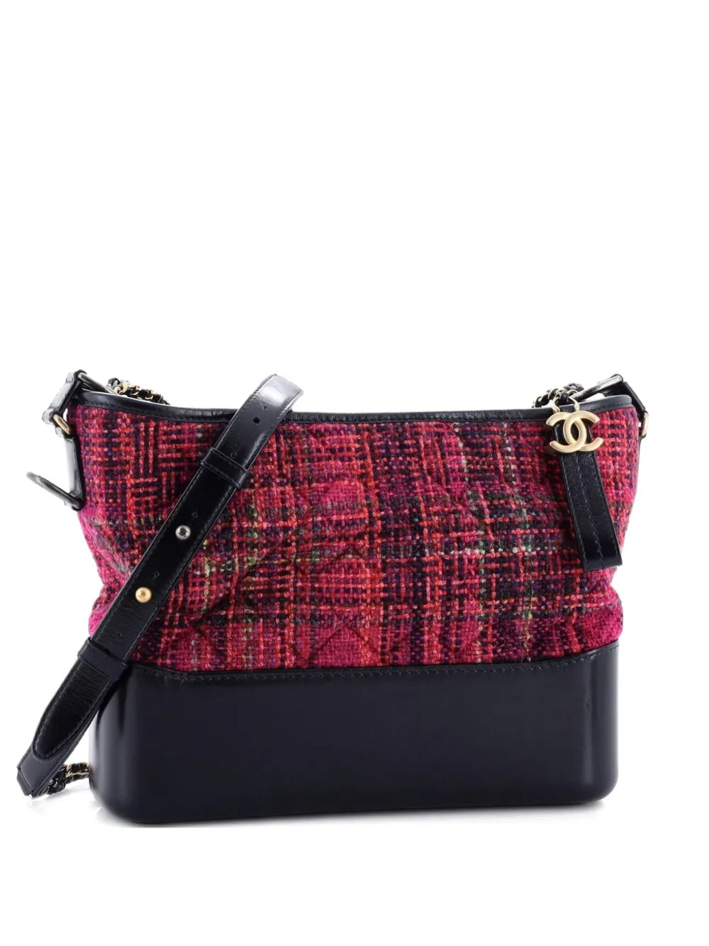 Chanel Pre Owned Gabrielle Quilted Tweed And Calfskin Medium Hobo Bag — Same as shown — Size One Size — Front View