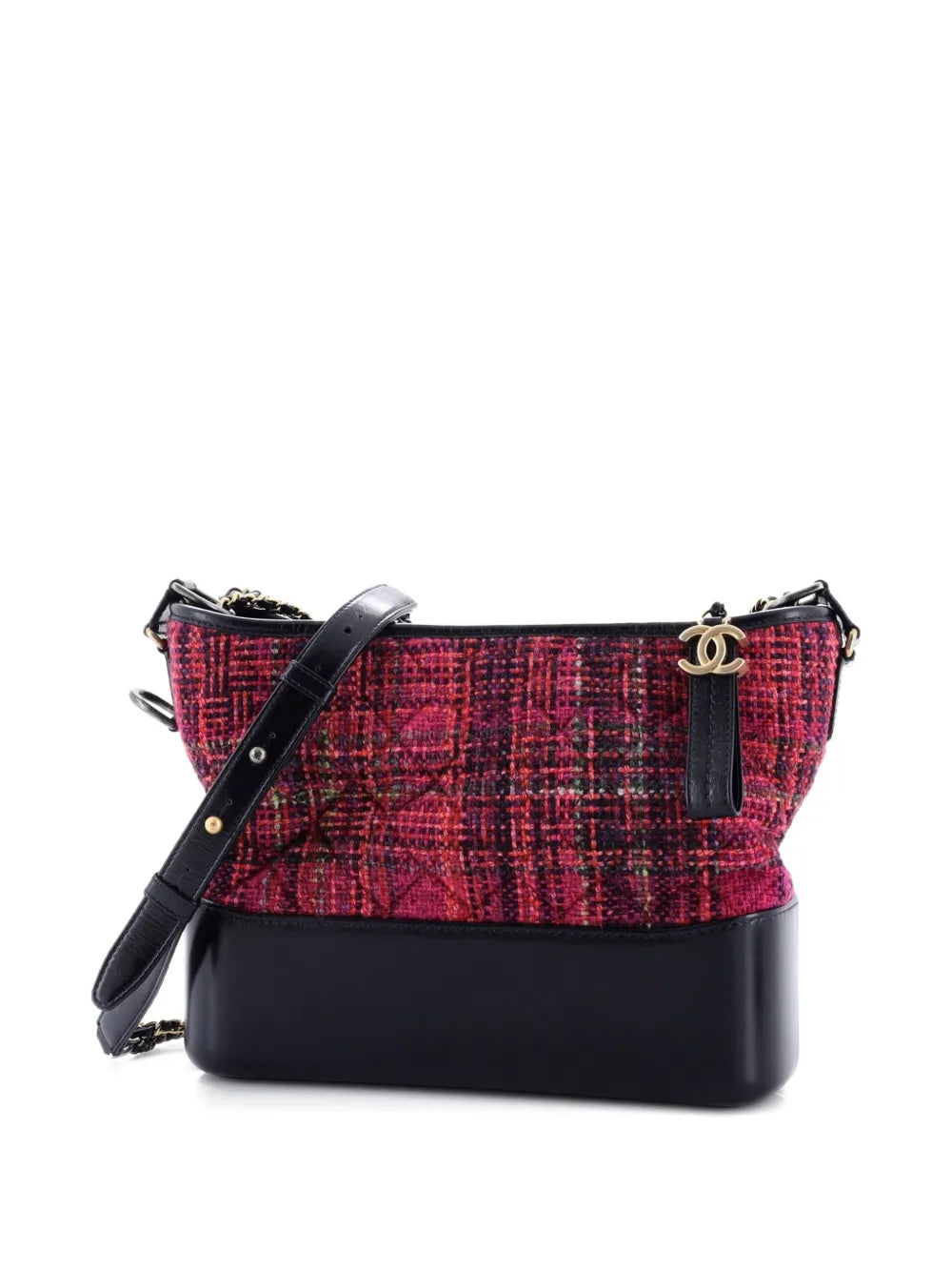 Chanel Pre Owned Gabrielle Quilted Tweed And Calfskin Medium Hobo Bag — Same as shown — Size One Size — Back View