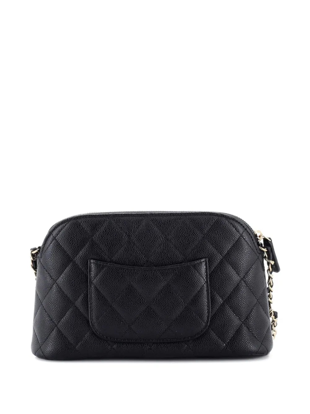 Chanel Pre Owned Cc Dome Zip Clutch With Chain Quilted Caviar Small Shoulder Bag — Same as shown — Size One Size — Side View