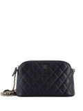Chanel Pre Owned Cc Dome Zip Clutch With Chain Quilted Caviar Small Shoulder Bag — Same as shown — Size One Size — Front View