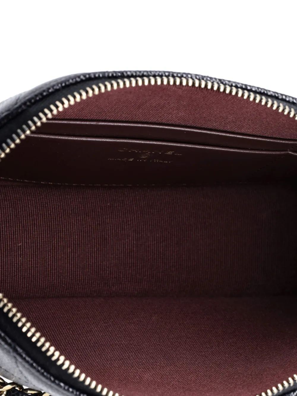 Chanel Pre Owned Cc Dome Zip Clutch With Chain Quilted Caviar Small Shoulder Bag — Same as shown — Size One Size — Top View