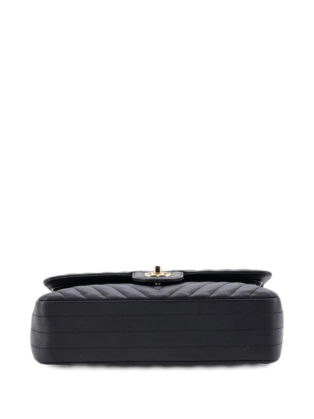 Chanel Pre Owned Classic Double Flap Bag Chevron Caviar Medium Shoulder Bag — Same as shown — Size One Size — Top View