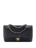 Chanel Pre Owned Classic Double Flap Bag Chevron Caviar Medium Shoulder Bag — Same as shown — Size One Size — Front View