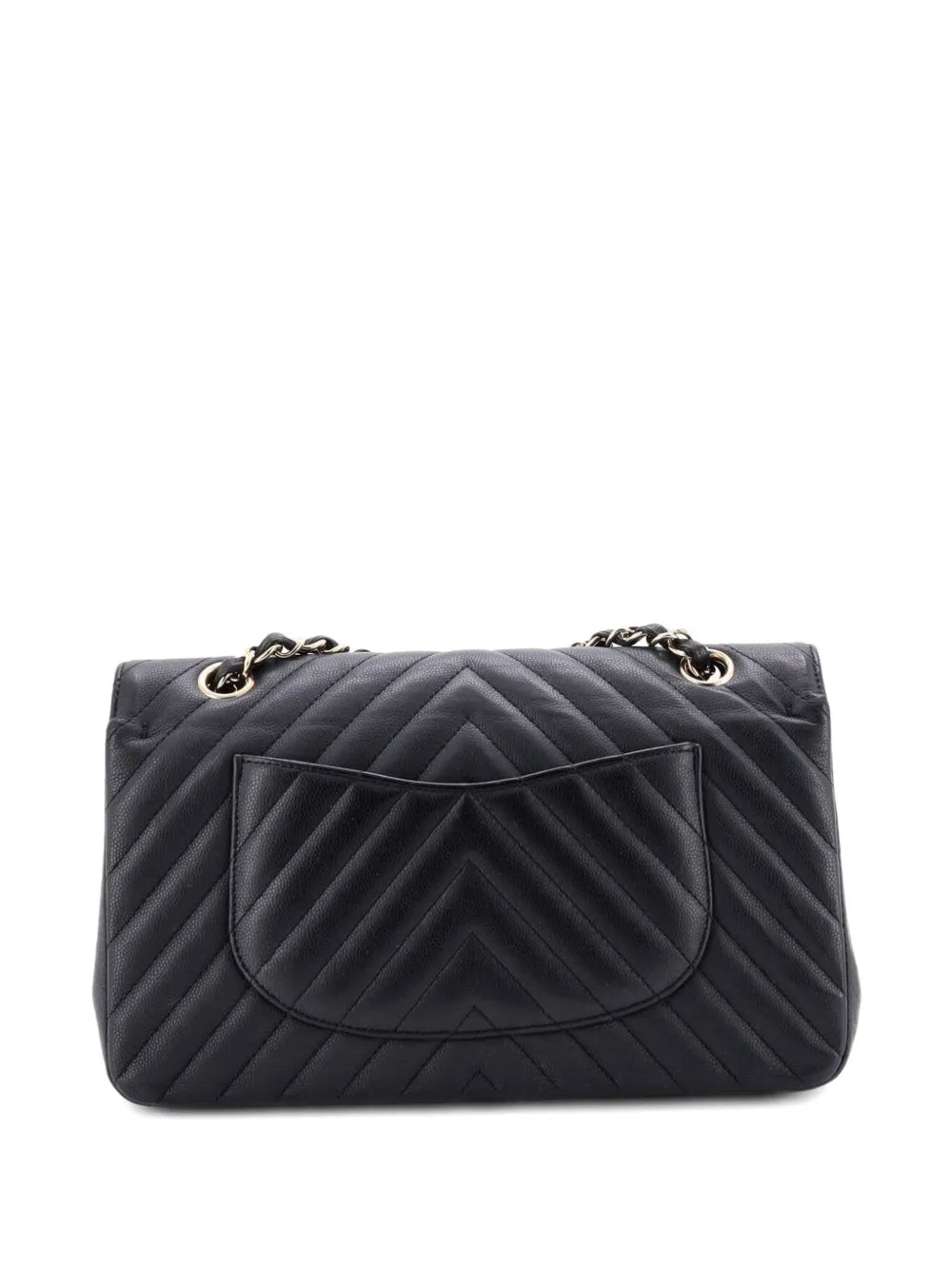 Chanel Pre Owned Classic Double Flap Bag Chevron Caviar Medium Shoulder Bag — Same as shown — Size One Size — Side View