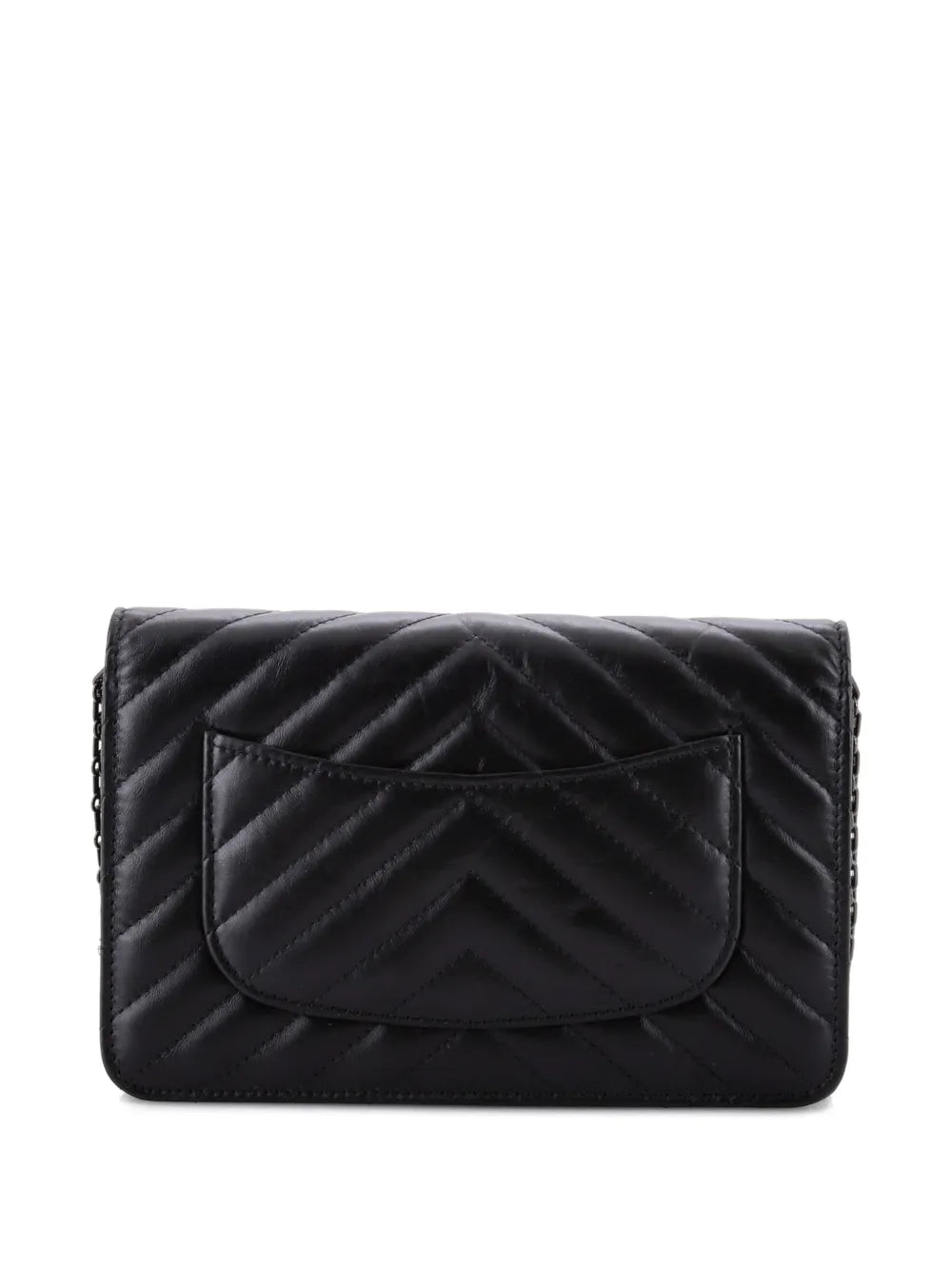 Chanel Pre Owned So Black Reissue 255 Wallet On Chain Chevron Sheepskin Shoulder Bag — Same as shown — Size One Size — Side View