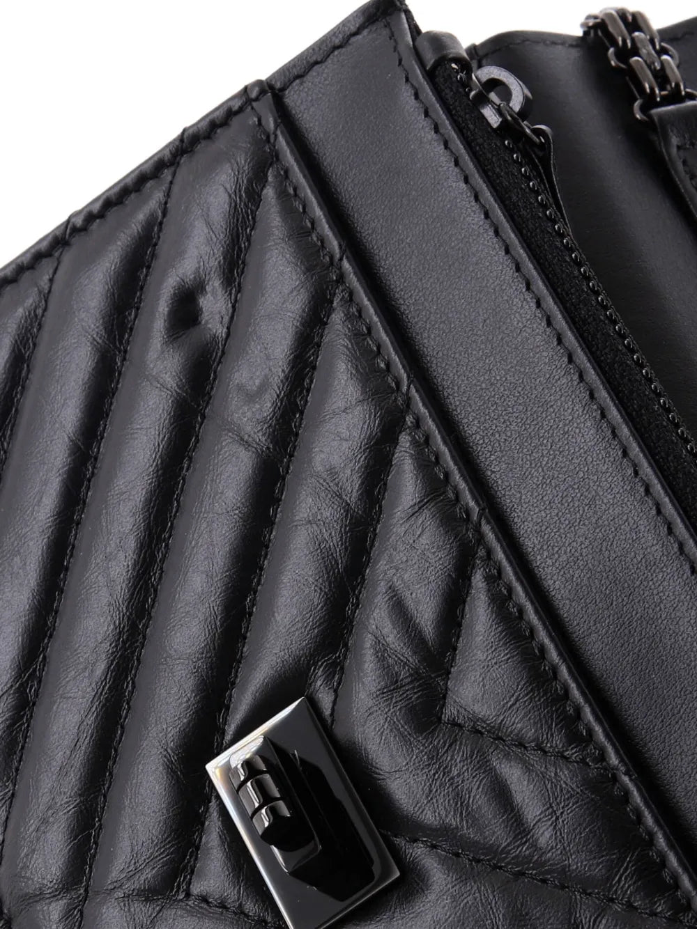 Chanel Pre Owned So Black Reissue 255 Wallet On Chain Chevron Sheepskin Shoulder Bag — Same as shown — Size One Size — Detail View