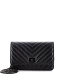 Chanel Pre Owned So Black Reissue 255 Wallet On Chain Chevron Sheepskin Shoulder Bag — Same as shown — Size One Size — Front View