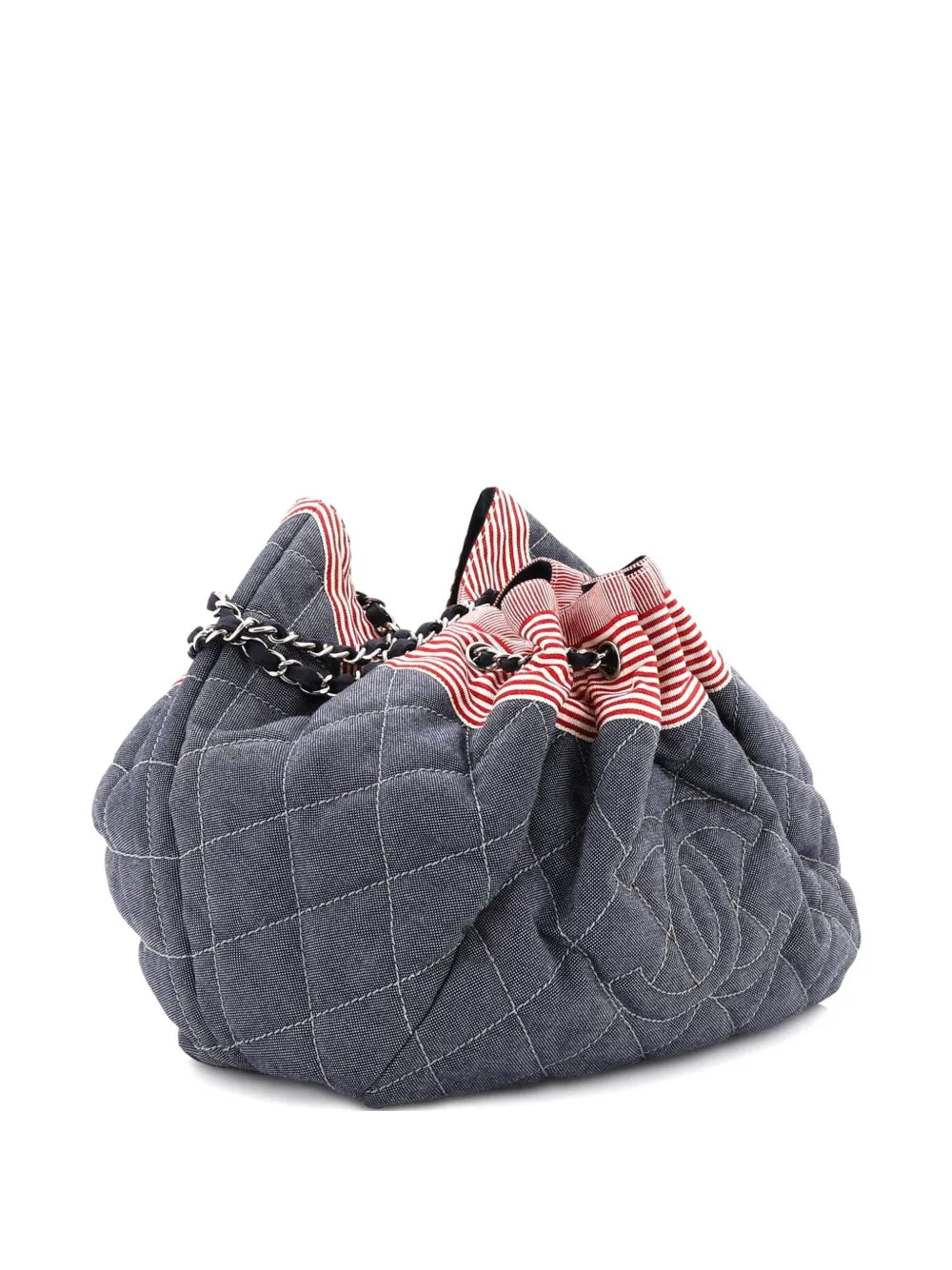 Chanel Pre Owned Stretch Spirit Cabas Quilted Denim Large Shoulder Bag — Same as shown — Size One Size — Top View