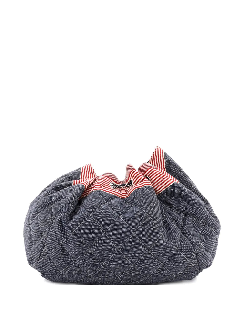 Chanel Pre Owned Stretch Spirit Cabas Quilted Denim Large Shoulder Bag — Same as shown — Size One Size — Side View