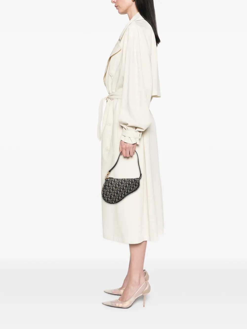 Christian Dior Pre Owned 2001 Mini Diorissimo Canvas Saddle Pochette Shoulder Bag — Same as shown — Size One Size — Side View