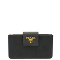 Prada Wallet Wallet in Black, Leather — Front View
