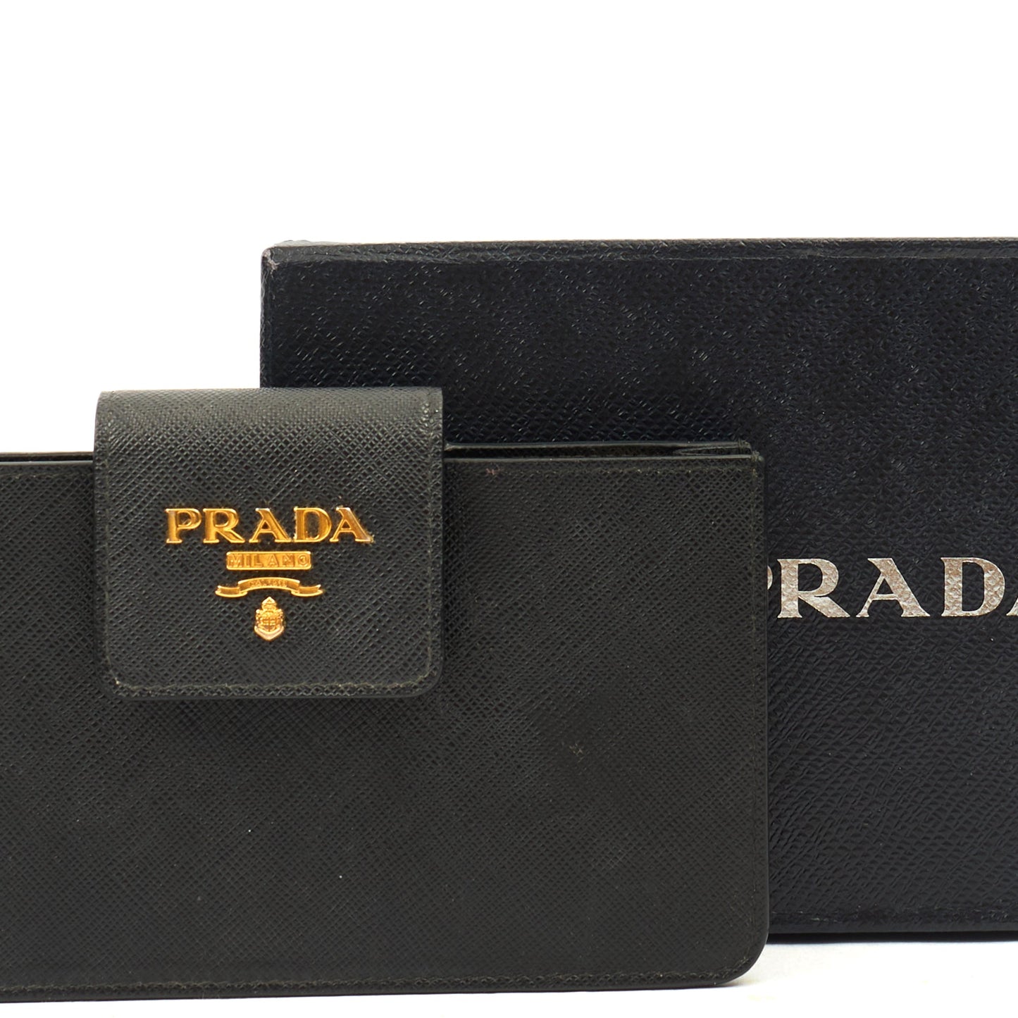 Prada Wallet Wallet in Black, Leather — Side View