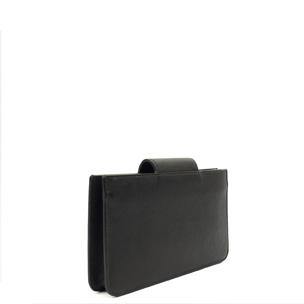 Prada Wallet Wallet in Black, Leather — Back View