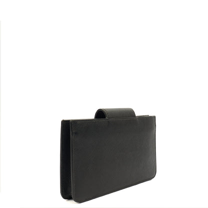Prada Wallet Wallet in Black, Leather — Back View
