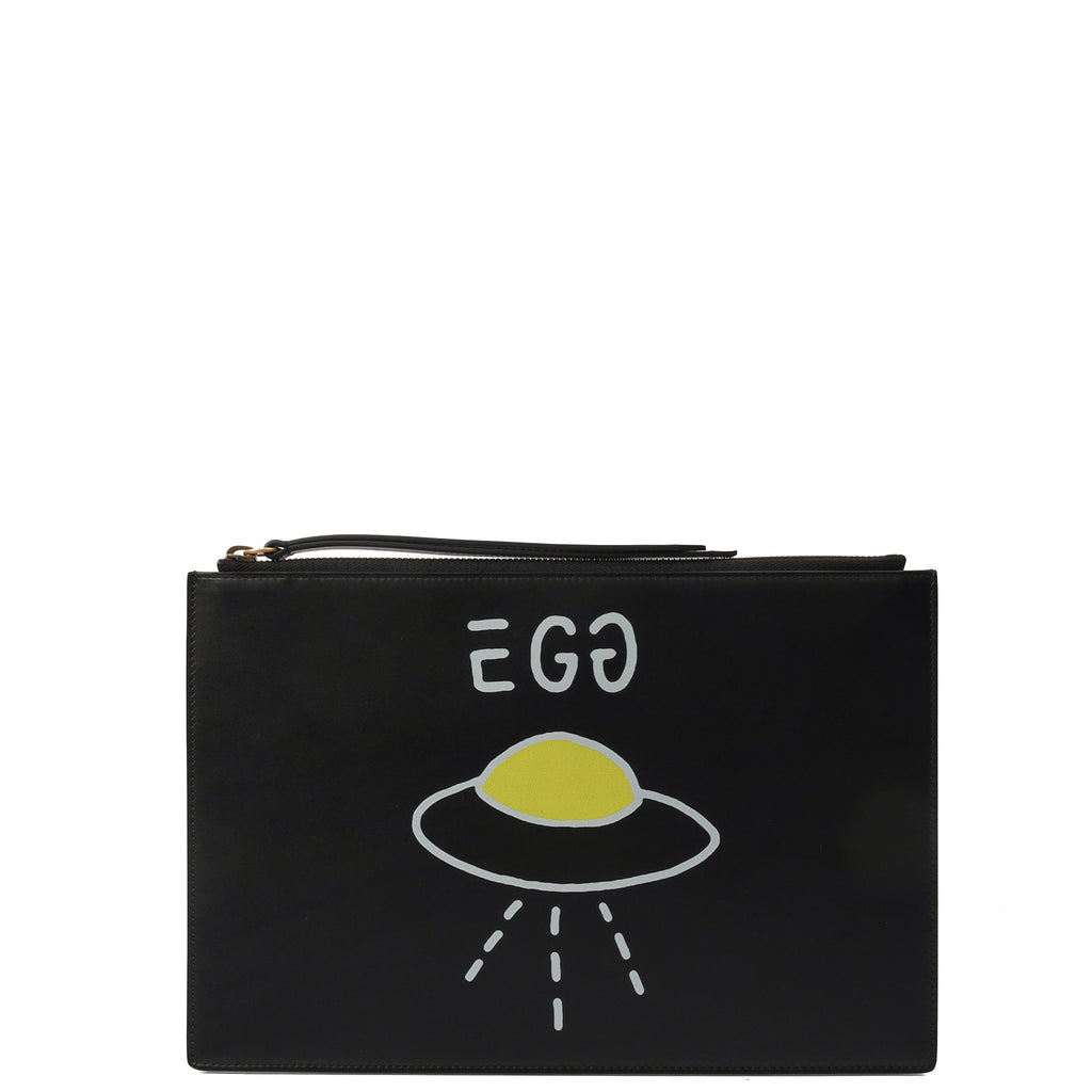 Gucci Clutch Clutch in Black, Leather — Front View
