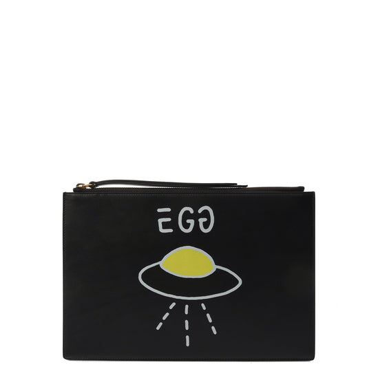 Gucci Clutch Clutch in Black, Leather — Front View