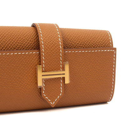 Hermes Wallet Bearn Four Key Holder in Gold, Epsom Leather — Lifestyle View
