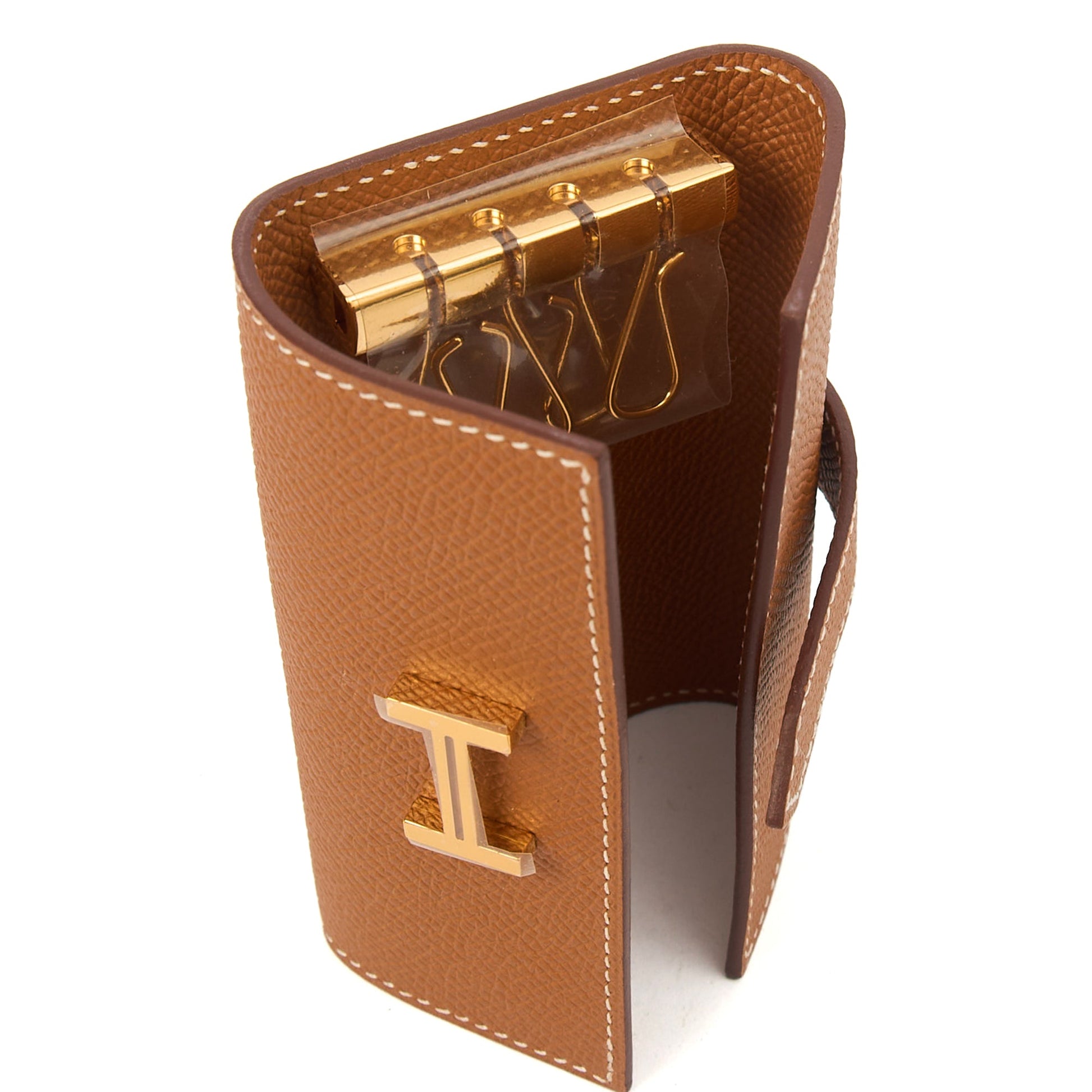 Hermes Wallet Bearn Four Key Holder in Gold, Epsom Leather — Alternate View 9