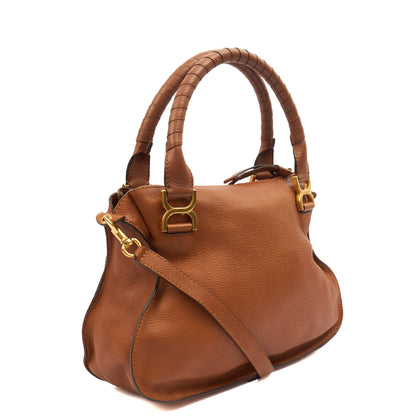 Chloe Shoulder Bag Marcie - Medium in Brown, Calfskin Leather — Back View