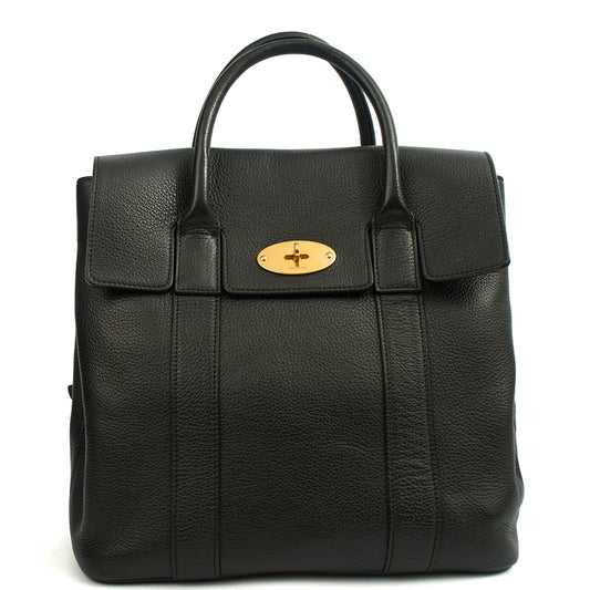 Mulberry Backpack Bayswater Backpack in Black, Leather — Front View