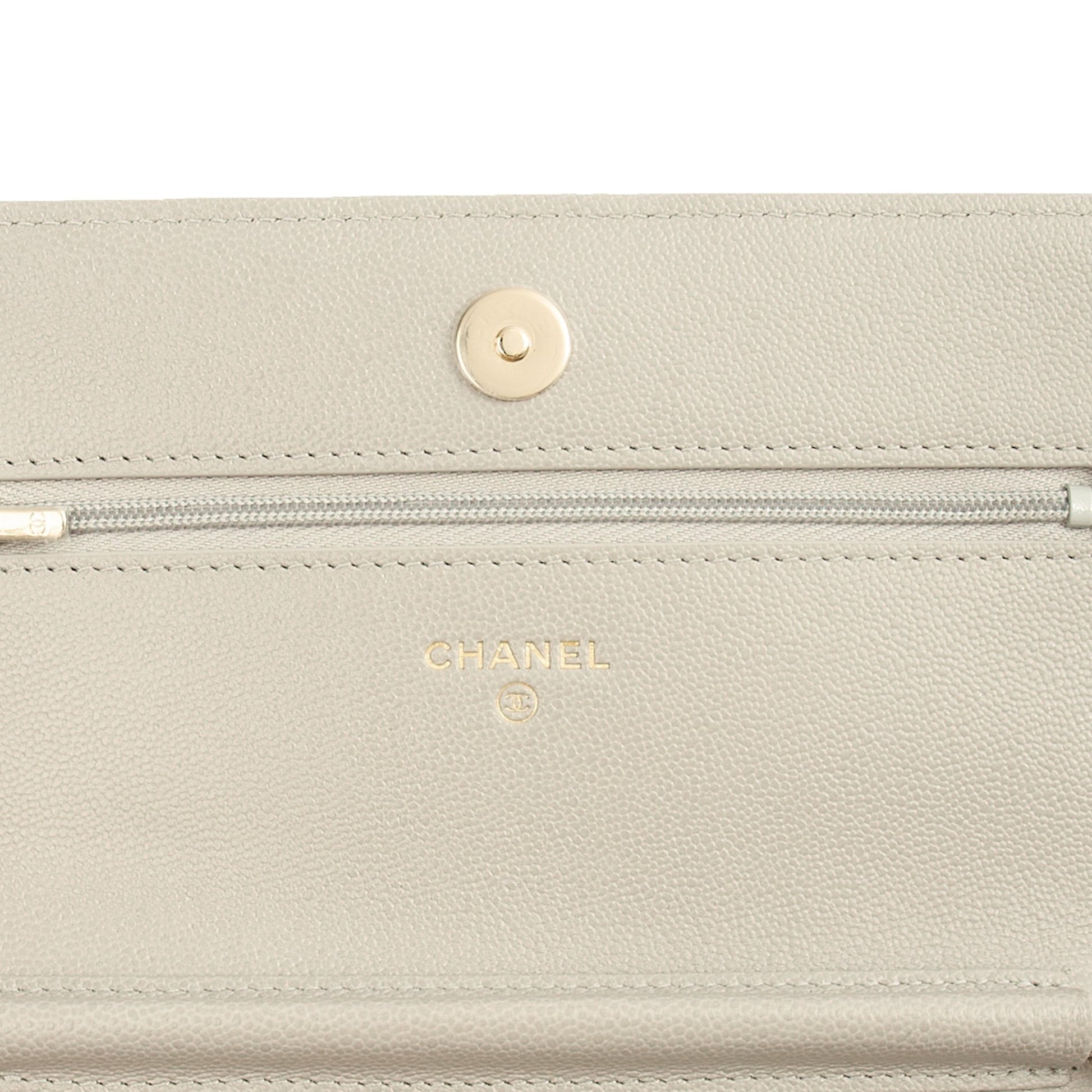 Chanel Cross Body Wallet on Chain in Grey, Caviar Leather (GHW) — Alternate View 9