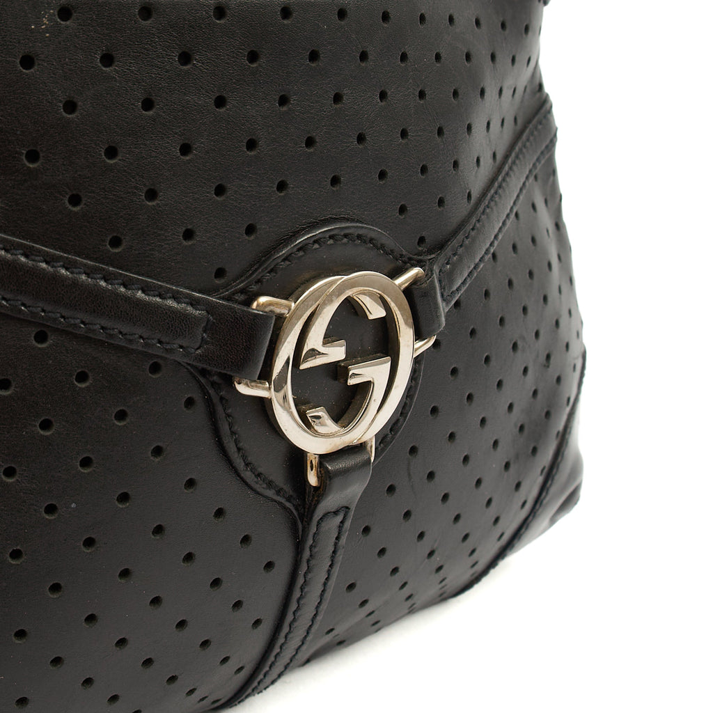 Gucci Top Handle Reins Hobo in Black, Leather — Lifestyle View