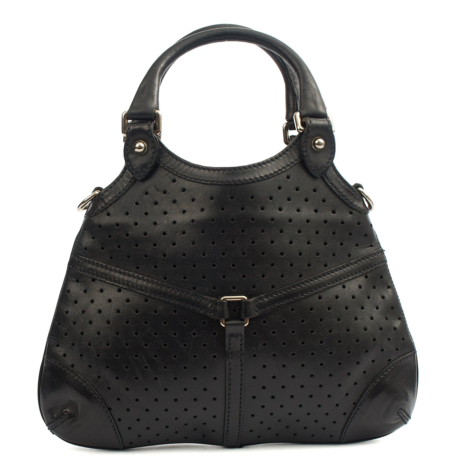Gucci Top Handle Reins Hobo in Black, Leather — Back View